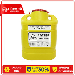 Bình đựng kim tiêm 6,8 lít bằng nhựa - Bình hủy kim tiêm y tế, bình đựng rác thải y tế