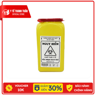 Bình đựng kim tiêm 1,5 lít bằng nhựa - Bình hủy kim tiêm y tế, bình đựng rác thải y tế