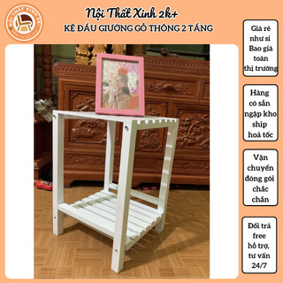 Kệ đầu giường gỗ thông btc decor - tap 2 tầng decor phòng - trang trí phòng, chống mối mọt, ẩm mốc