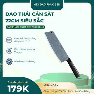 Dao Thái Cán Sắt 22cm Siêu Sắc, Rèn Thủ Công Từ Nhíp Xe Ô Tô S03 - HTX DAO PHÚC SEN