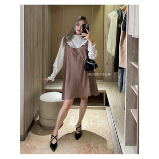 Váy suông cổ bèo phối trắng tiểu thư Herzigroom Poney dress - B1754