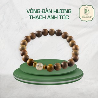  Vòng Tay Đàn Hương Ngũ Hành - Trúc Lâm An - Charm Thạch Anh Tóc Cân Bằng Ngũ Hành Tăng Vượng Khí 