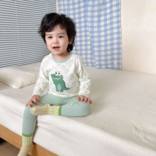Set dài tay thu đông chất cotton, bộ quần áo tay dài cho bé gái, bé trai in hoa tiết hoạt hình từ 10-33kg