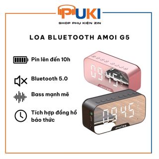 Loa bluetooth AMOI G5 kiêm đồng hồ - Có khe thẻ nhớ - Có FM - Có báo thức - Đo nhiệt độ với màn hình gương siêu đẹp