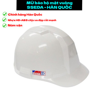 Mũ Bảo Hộ Lao Động Kỹ Sư Hàn Quốc SSEDA Mặt Vuông Có Núm Vặn Màu Trắng