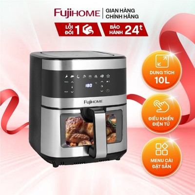 Nồi chiên không dầu FUJIHOME A10DG2 dung tích 10 lít công suất mạnh mẽ 1800w, nhắc lật trở, đa năng