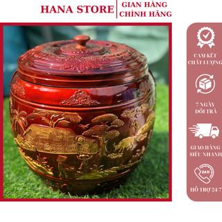 Giỏ ủ ấm tích 1,8L nhựa cao cấp, Giành tích ủ ấm, Giỏ ủ ấm trà Bát Tràng họa tiết Đồng Quê chất lượng