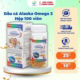 Dầu cá Alaska Omega 3 Bổ Não, Tăng Cường Thị Lực, Giảm Nguy Cơ Mắc Bệnh Tim Mạch - Hộp 100 viên