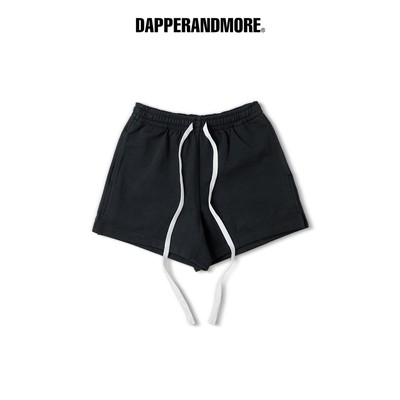 Quần Short Nỉ DAPPERANDMORE "SHORT EMBROIDERED LOGO" Thêu Logo 100% Cotton 450GSM  - Đen