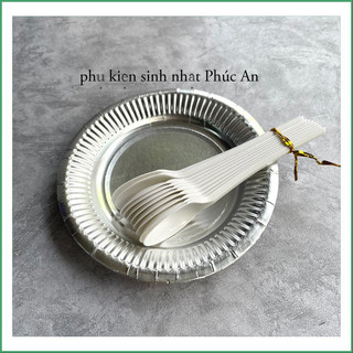 Bộ 10 muỗng dĩa bạc 13cm trang trí bàn tiệc sinh nhật hpbd party