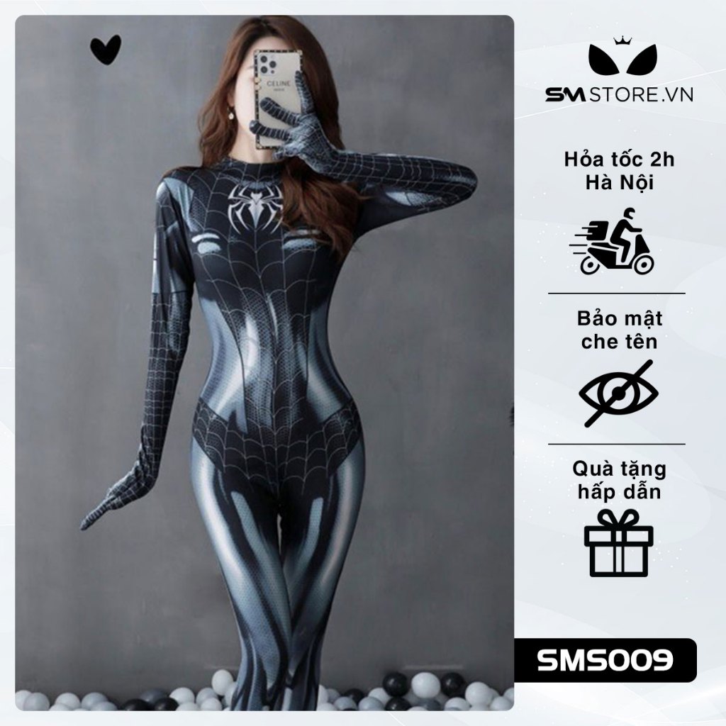 (Hỏa tốc) Cosplay người nhện thiết kế ôm body sexy, khóa kéo hở đáy - SMS009 | BigBuy360 - bigbuy360.vn