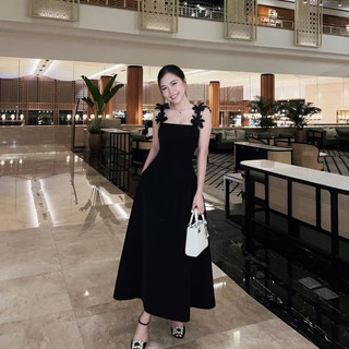 Đầm Dự Tiệc 2 Dây Đính Hoa Dáng Dài Bồng Xoè Sang Trọng Tôn Dáng Diện Đi Tiệc Sự Kiện Sinh Nhật Nổi Bật LILI STORE