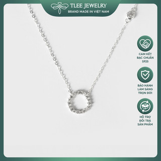 Dây chuyền bạc nữ TLEE tròn đính đá cao cấp TLEE JEWELRY D0114 (Bluesea)
