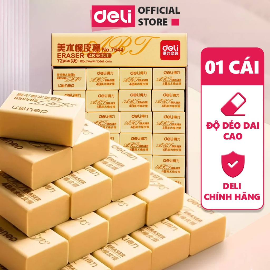 [MUA 3 GIẢM 30%] Gôm Tẩy Bút Chì 4B Deli Tẩy Sạch Sẽ, Ít Vụn, Không Mòn Giấy Phù Hợp Cho Học Sinh Văn Phòng, Vẽ Tranh