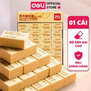 Gôm tẩy bút chì 4b deli tẩy sạch sẽ, ít vụn, không mòn giấy phù hợp cho học sinh văn phòng, vẽ tranh