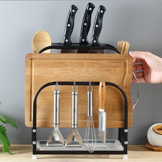 Kệ Dao Thớt Inox 304, Kệ Nhà Bếp Kèm Ống Cắm Đũa Cài Vung Thớt Inox Có Khay Hứng Nước Thừa MKS008