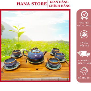 Bộ ấm chén bát tràng hỏa biến, bộ ấm trà hoả biến hàng xuất khẩu, ấm chén uống chè