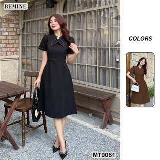 Đầm thiết kế cổ trụ chạy viền tai thỏ dáng chữ A BEMINE MT9061