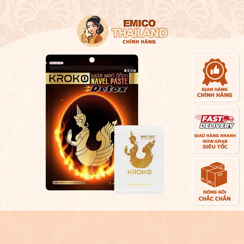 (BỊCH 5 MIẾNG) Dán Tan Mỡ Bụng Kroko Navel Paste Thái Lan