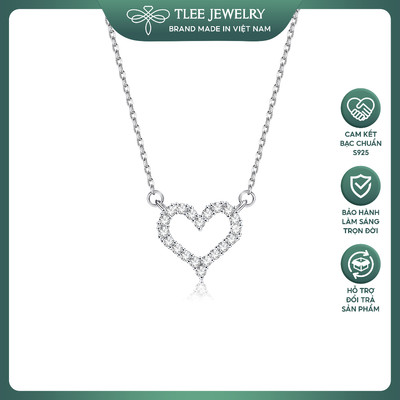 Dây chuyền bạc nữ TLEE tim rỗng nạm đá viền cao cấp TLEE JEWELRY D0116