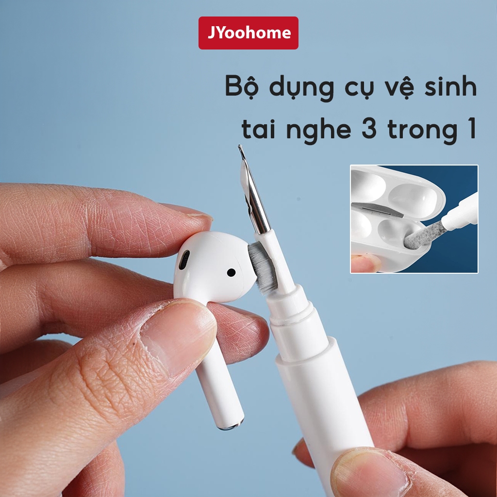 Bộ Dụng Cụ Vệ Sinh Tai Nghe 3 Trong 1 JYoohome Làm Sạch Chân Sạc Điện Thoại Laptop Máy Tính Đa Năng