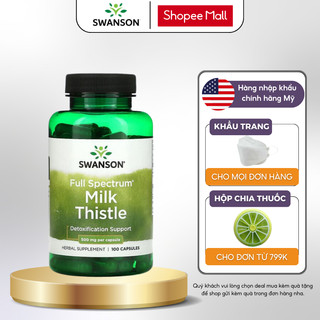 Giải độc gan Swanson Full Spectrum Milk Thistle thải độc gan, phòng ngừa gan nhiễm mỡ, viêm gan 100 viên