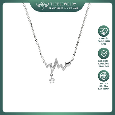 Dây chuyền bạc nữ TLEE nhịp tim đính đá xinh xắn TLEE JEWELRY D0118