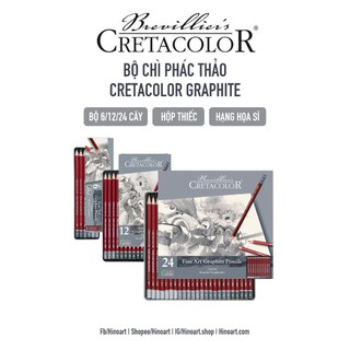 Bộ chì phác thảo Cretacolor Fine Art Graphite Pencils Set hộp thiếc - 6/ 12/ 24 cây