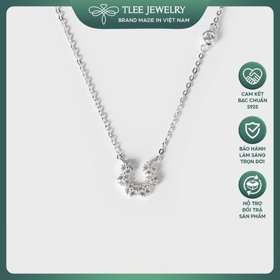 Dây chuyền bạc nữ TLEE hoa kết cong nữ tính nạm đá cao cấp TLEE JEWELRY D0120
