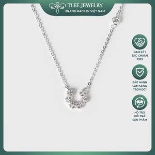 Dây chuyền bạc nữ TLEE hoa kết cong nữ tính nạm đá cao cấp TLEE JEWELRY D0120