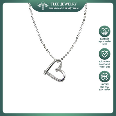 Dây chuyền bạc nữ TLEE tim chéo nạm đá cao cấp TLEE JEWELRY D0121
