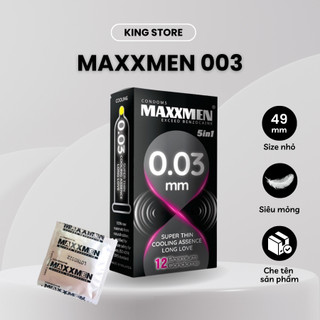 Bao cao su 49mm Maxxmen 0.03 siêu mỏng size nhỏ kéo dài thời gian quan hệ