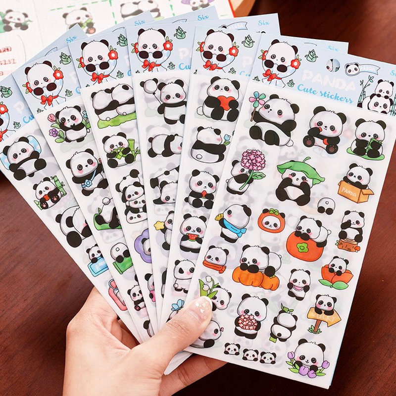 Set 6 tấm sticker hình gấu trúc