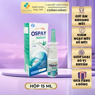 Ospay Natural-Nước xịt rửa mũi giúp làm giảm nghẹt mũi,sổ mũi, loại bỏ vi khuẩn, vệ sinh khoang mũi