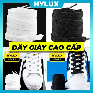 Dây Giày Dẹt 2 Lớp Màu Trắng Đen Cao Cấp Siêu Đẹp Dày Dặn Chính Hãng HYLUX Cho Giày Sneaker