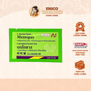 Cao dán giảm đau mentopas menthol plaster thái lan giảm đau - cao dán siêu nóng có lỗ thoát hơi