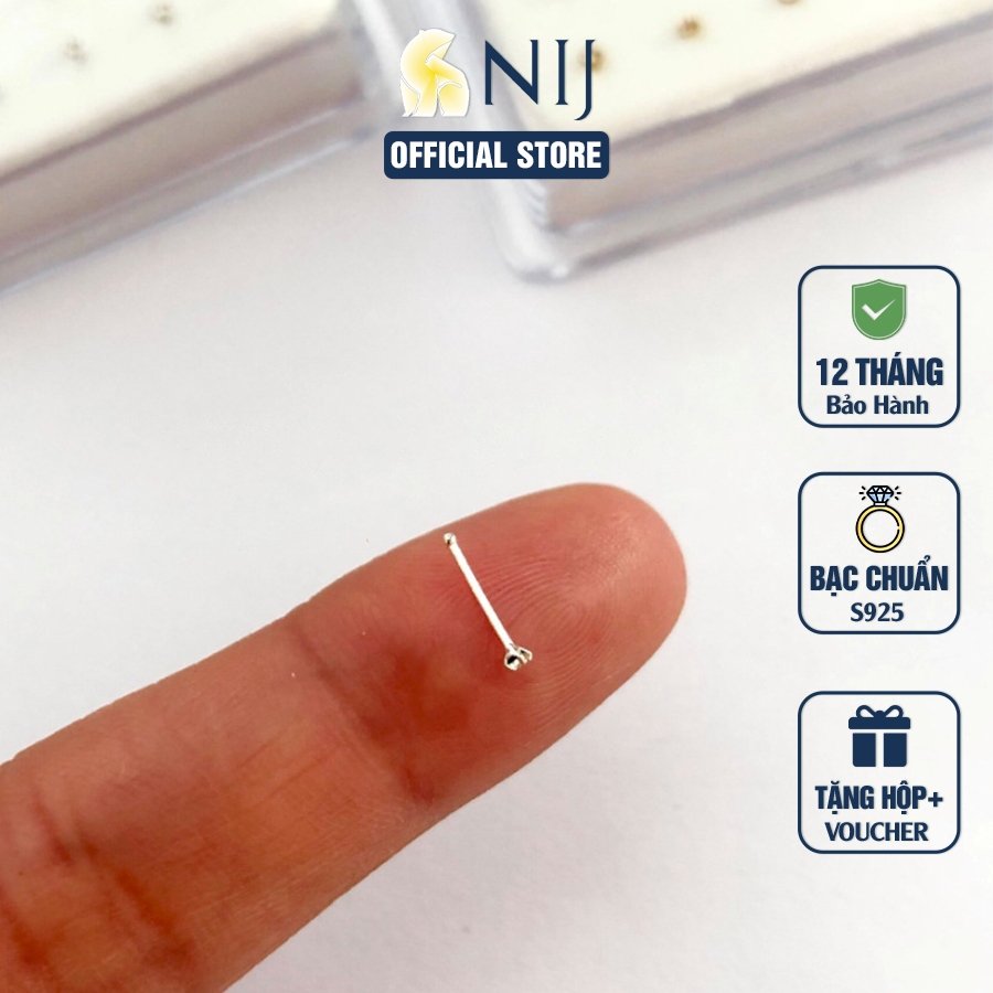  Khuyên Mũi Bạc S925 Đính Đá 
