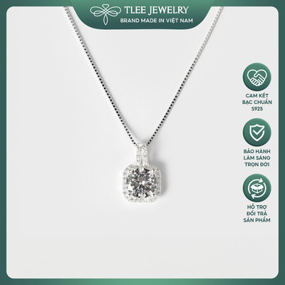Dây chuyền bạc nữ TLEE mặt vuông nạm đá cao cấp TLEE JEWELRY D0127