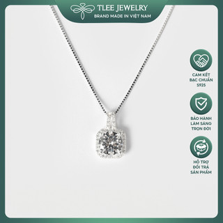 Dây chuyền bạc nữ TLEE mặt vuông nạm đá cao cấp TLEE JEWELRY D0127