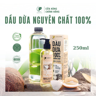 250ml Dầu Dừa Kim Long nguyên chất 100%  - Thuần chay, hỗ trợ dưỡng da, dưỡng tóc, dưỡng môi, ngừa rạn da