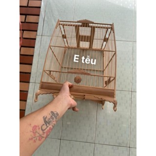 Khung lồng chim chào mào chất liệu tre tự ráp, mẫu thái cao- vuông cao- vuông đấu lá đề trơn