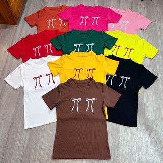 Áo thun babytee in hình nơ ôm body chất tăm lạnh mềm mại