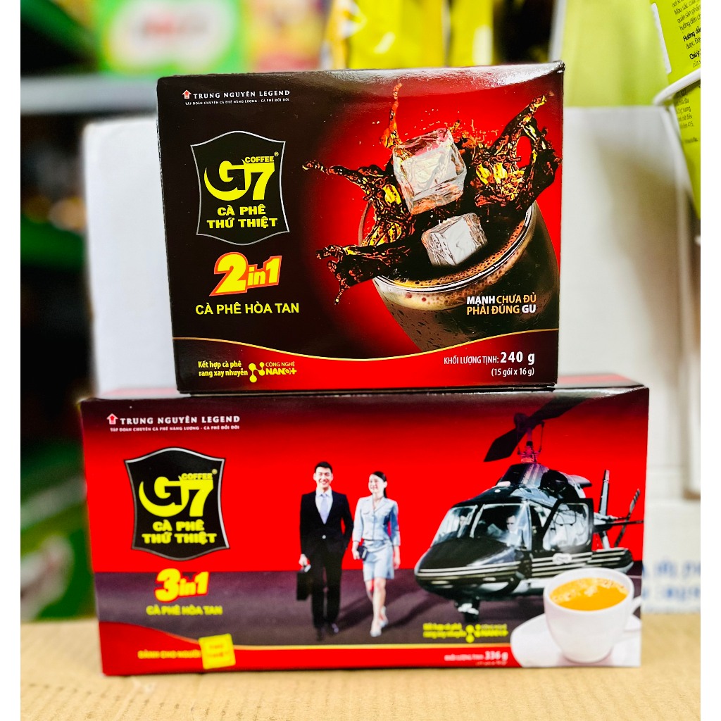 Cà phê đen/Cà phê sữa G7 - Cà phê Trung Nguyên dạng hộp (15 - 21 gói x 16g)