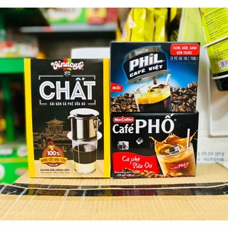 Cà phê đen/Cà phê sữa Wakeup Phil/MacCoffee Phố/Vinacafe Chất dạng hộp (10-15 gói x 16-24-29g)