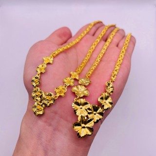  Dây chuyền cô dâu chất liệu titan mạ 24k Vòng cổ trang sức ngày cưới dành cho cô dâu hình hoa mai 