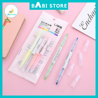Set 6 bút đánh dấu highlight dạ quang 6 màu, bút đánh dấu nhớ dòng marker dễ thương