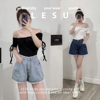 ẢNH TỰ CHỤP Quần Short jeans trơn lai phối ren lưng cao