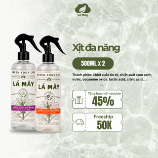 Combo 2 nước lau đa năng lá mây - lên men hữu cơ, xịt khuẩn, lau mọi bề mặt 500ml x2