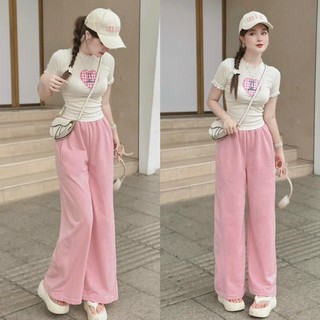 Set bộ nữ sang chảnh áo tăm lạnh kèm quần kaki ống rộng trẻ trung, năng động