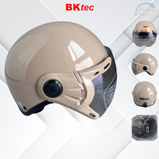 Mũ Bảo Hiểm Nửa Đầu Kính Chống Chói Lóa Bktec BK6K kem bóng - Hàng Chính hãng - Bảo hành 12 Tháng